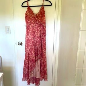 Express hi low printed dress, small size